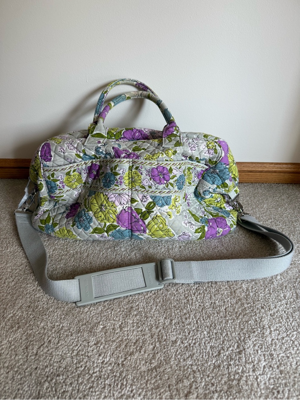 Vera Bradley Quilted Floral Weekender in Purple, Green & Blue